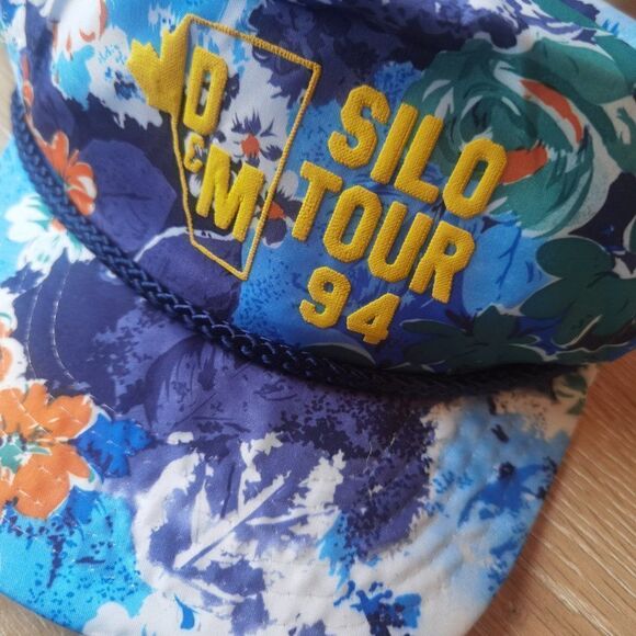 Hawaiian Tropical Print Floral Nylon 80s Vintage Trucker Hat Snapback Nylon - Picture 2 of 5